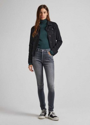 Jeans Skinny Pepe Jeans Regent Flaco Fit High-rise Jeans Mujer Azules | 368MEQGOZ
