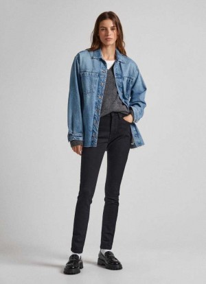 Jeans Skinny Pepe Jeans Regent Flaco Fit High-rise Jeans Mujer Azules | 270DJOBXU