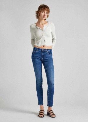 Jeans Slim Pepe Jeans High-rise Slim Fit Jeans Mujer Azules | 623VKLEZA