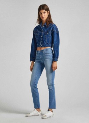 Jeans Slim Pepe Jeans High-rise Slim Fit Jeans Mujer Azules | 572SAPQHW