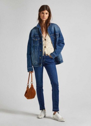 Jeans Slim Pepe Jeans High-rise Slim Fit Jeans Mujer Azules | 058BTZYAD