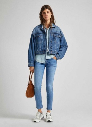 Jeans Slim Pepe Jeans Low-rise Slim Fit Jeans Mujer Azules | 139OUFLIE