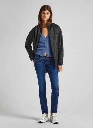 Jeans Slim Pepe Jeans Low-rise Slim Fit Jeans Mujer Azules | 705VWYUXT