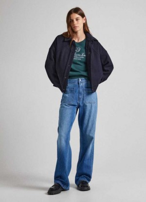Jeans Slim Pepe Jeans Nyomi Relaxed Fit High-rise Jeans Mujer Azules | 872ALTVPH