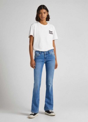 Jeans Slim Pepe Jeans Pimlic Regular Fit Mid-rise Jeans Mujer Azules | 453DSZPFQ