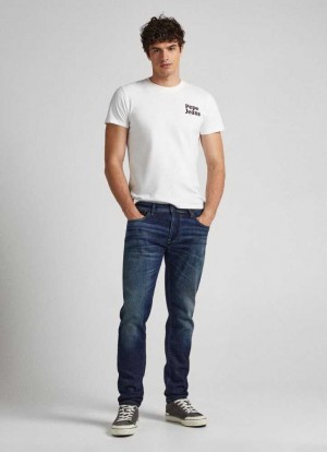 Jeans Slim Pepe Jeans Stanley Fit Mid-rise Jeans Hombre Azules | 035NBIZWX