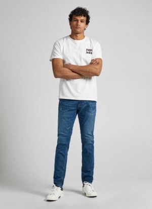 Jeans Slim Pepe Jeans Stanley Fit Mid-rise Jeans Hombre Azules | 986MQWXOE