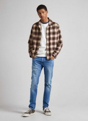 Jeans Slim Pepe Jeans Stanley Fit Mid-rise Jeans Hombre Azules | 675QSBUJA