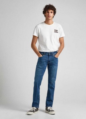 Jeans Straight Pepe Jeans Cash Regular Fit Mid-rise Jeans Hombre Azules | 571OKEDCW