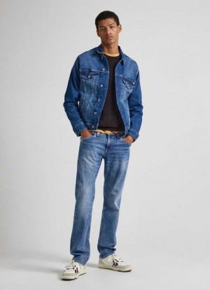 Jeans Straight Pepe Jeans Cash Regular Fit Mid-rise Jeans Hombre Azules | 406JSAMWC