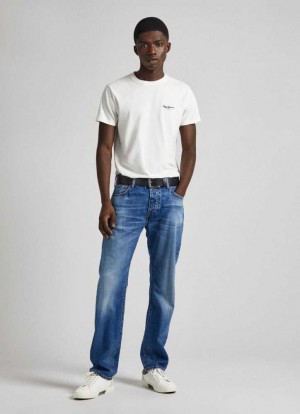 Jeans Straight Pepe Jeans Mid-rise Directo Fit Jeans Hombre Azules | 537YRBENJ