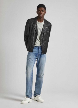Jeans Straight Pepe Jeans Mid-rise Directo Fit Jeans Hombre Azules | 982JLPDEH