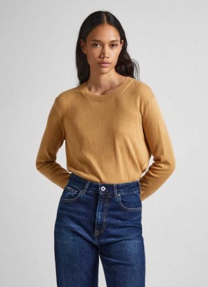 Jerséis Pepe Jeans Algodon Cashmere Knit Mujer Marrones Beige | 916SHTUKO