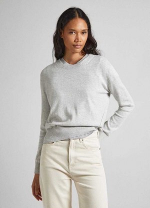 Jerséis Pepe Jeans Algodon Cashmere Knit Mujer Gris Claro | 049XYTCIG