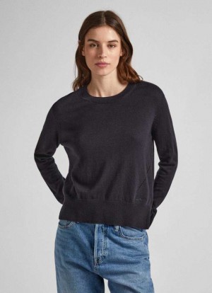 Jerséis Pepe Jeans Algodon Cashmere Knit Mujer Negras | 689RDLZBC