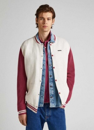 Jerséis Pepe Jeans Bomber Jacket Hombre Blancas | 245RDKJZN