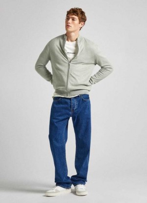 Jerséis Pepe Jeans Cashmere And Algodon Knit Jacket Hombre Verde | 451VQIGJB