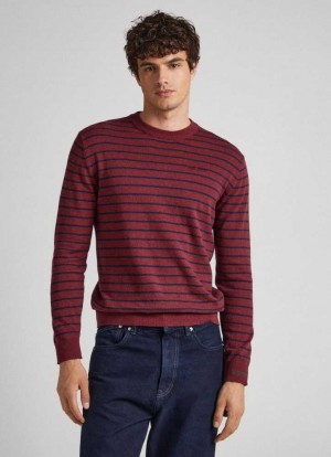 Jerséis Pepe Jeans Cashmere Crew Neck Jumper Hombre Burdeos Rojas | 567DIKZWA
