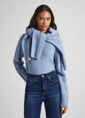 Jerséis Pepe Jeans Crew Neck Knit Mujer Gris Azules | 485GHIWOC