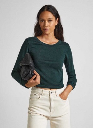 Jerséis Pepe Jeans Cropped Fit Knit Top Mujer Verde | 674BICODR