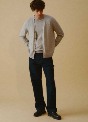 Jerséis Pepe Jeans Embroidered Logo Cardigan Hombre Gris | 180VGRPAD