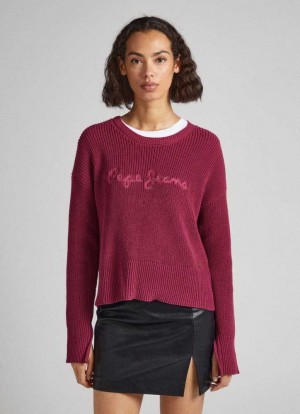Jerséis Pepe Jeans Embroidered Logo Sweatshirt Mujer Rojas | 890EOWVLZ