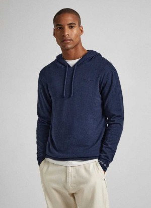 Jerséis Pepe Jeans Encapuchado Algodon Sweatshirt Hombre Azules | 198CAFNZR