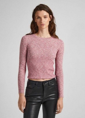 Jerséis Pepe Jeans Heathered Melange Algodon Top Mujer Rojas | 425AYWIEZ