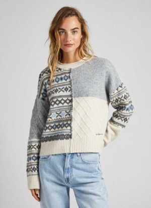 Jerséis Pepe Jeans Jacquard Patchwork Knit Mujer Multicolor | 362NQKGJU