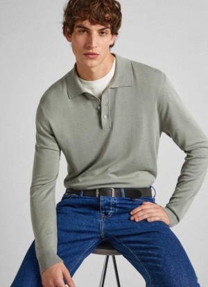 Jerséis Pepe Jeans Knit Jumper With Polo Neck Hombre Verde | 032AIMLEG