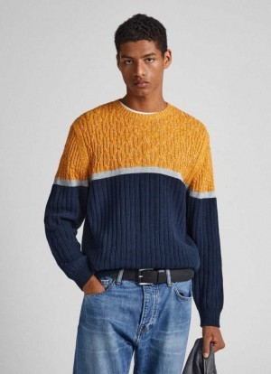 Jerséis Pepe Jeans Mixed Stitch Sweatshirt Hombre Azules | 584MXAOHU