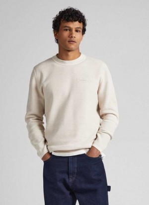 Jerséis Pepe Jeans Printed Logo Sweatshirt Hombre Blancas | 401IWZENX