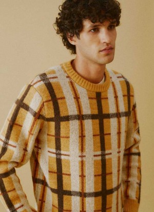 Jerséis Pepe Jeans Tartan Check Algodon Knit Hombre Beige | 490REPHJL