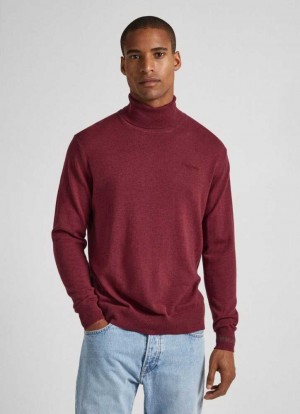 Jerséis Pepe Jeans Turtle Neck Algodon Knit Hombre Burdeos Rojas | 412SHYZBA