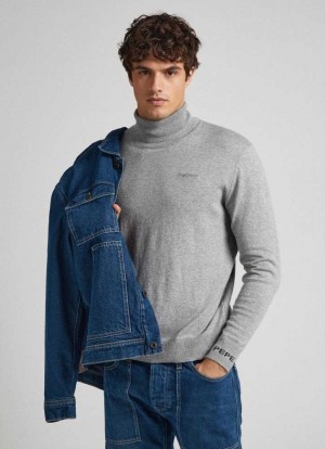 Jerséis Pepe Jeans Turtle Neck Algodon Knit Hombre Gris | 837PZRTSW