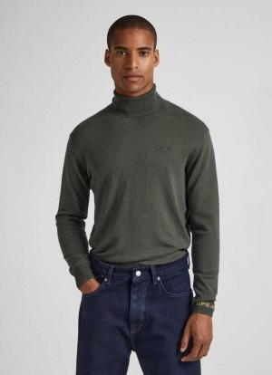 Jerséis Pepe Jeans Turtle Neck Algodon Knit Hombre Verde Oliva Verde | 790KLRTUD