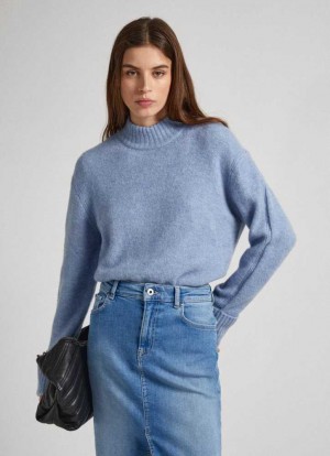 Jerséis Pepe Jeans Turtleneck Jumper Mujer Gris Azules | 421UZIYEA