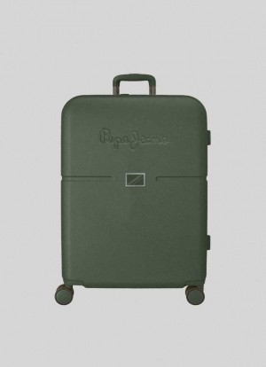 Maletas Pepe Jeans Trolley 70 Cm Accent Hombre Verde | 760ZVPABC