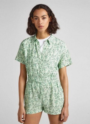Mono Pepe Jeans Corta Floral Print Jumpsuit Mujer Multicolor | 902VRUPWO