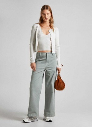 Pantalones Pepe Jeans Algodon Culotte Trousers Mujer Verde | 830POSJDM