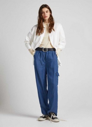 Pantalones Pepe Jeans Chambray Cargo Trousers Mujer Azules | 321WFABQS