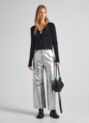 Pantalones Pepe Jeans Cuero Silver Trousers Mujer Plateadas | 129TIMHCB