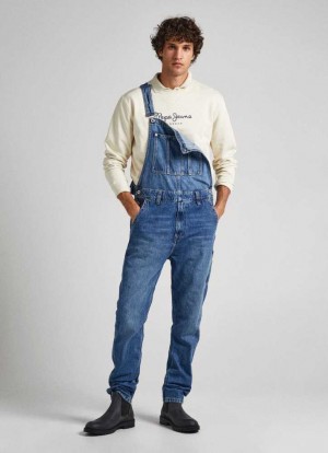 Pantalones Pepe Jeans Denim Loose Fit Dungarees Hombre Azules | 263CVWFND