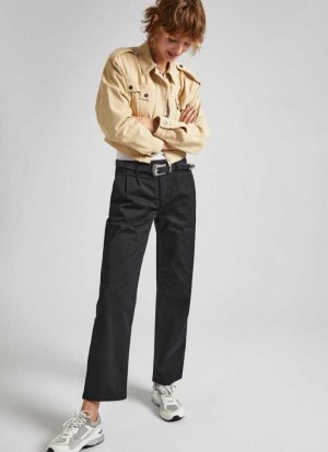 Pantalones Pepe Jeans Directo Fit Chino Trousers Mujer Negras | 108XTHBNC