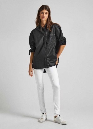 Pantalones Pepe Jeans Flaco Fit Five Pocket Trousers Mujer Blancas | 317NQZFMK