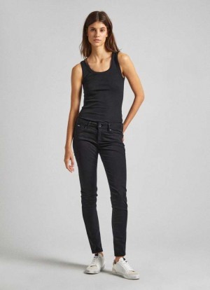 Pantalones Pepe Jeans Flaco Fit Five Pocket Trousers Mujer Negras | 629QWRYPV
