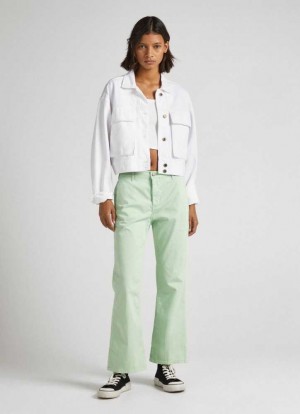 Pantalones Pepe Jeans Flare Fit Chino Trousers Mujer Verde | 437FSMHRU