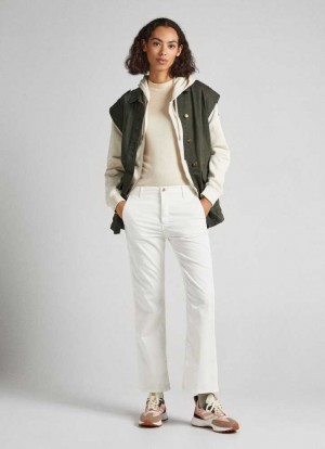 Pantalones Pepe Jeans Flare Fit Chino Trousers Mujer Blancas | 839EQZCAX