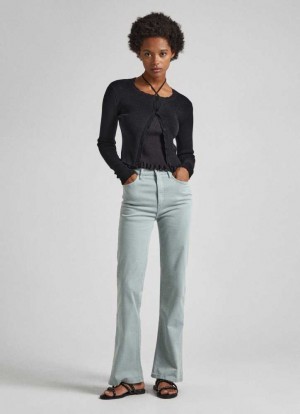 Pantalones Pepe Jeans Flare Fit Elastic Trousers Mujer Verde | 091QCKOFP