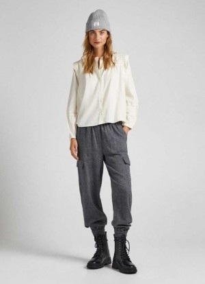 Pantalones Pepe Jeans Herringbone Cargo Trousers Mujer Gris Oscuro | 312OYUVGE